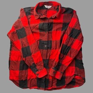Old Navy Women's Red and Black Plaid Shirt